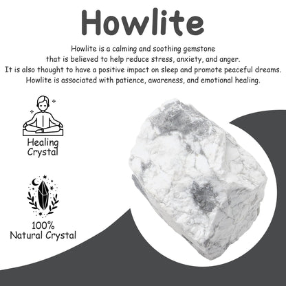 QINJIEJIE Howlite 2PCS Raw Crystals 1.8-2.2'' Natural Crystals Healing Stones Bulk Large Stones for Tumbling Cabbing Fountain Rocks Polishing Handmade DIY Decor Gifts