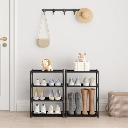 Autonomier 4 Tier Extra Small Shoe Rack (16.3" Wide), Narrow Stackable Kids Toddler Adult Shoe Storage Organizer Shelf for Closet Floor Entryway Bedroom, Space Saver Shoe Rack Organization Shelves