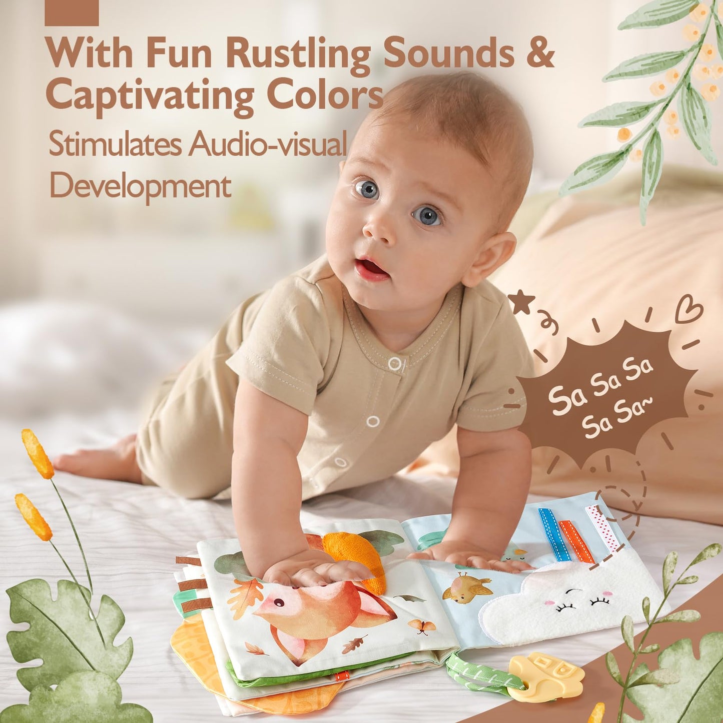 hahaland Baby Books 0-6 Months, Tummy Time Sensory Toys 6 to 12 Month Touch Feel Crinkle Book for Boys Girl 0 3 6 9 12 Month Travel Toys Birthday Gifts Easter Basket Stuffers
