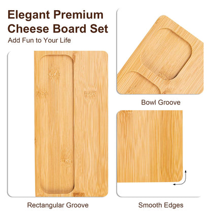 Cheese Board with Complete 4-Piece Knife Set – Perfect for Charcuterie Boards Set & Cheese Platter, and House Warming Gifts New Home, Wedding Gifts for Couple, Bridal Shower Christmas Board (Single)