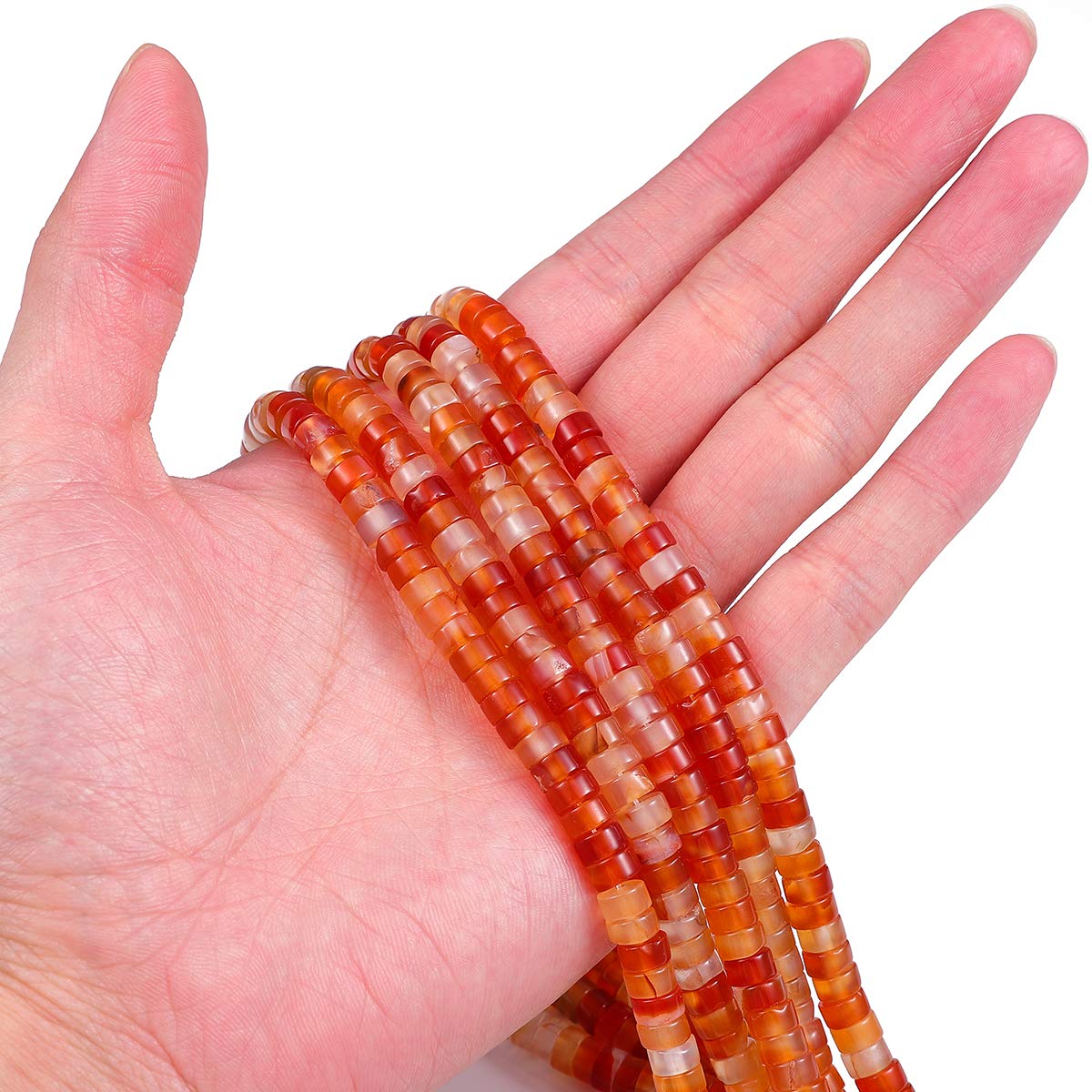 BEADIA Natural Red Agate Spacer Beads Caps Loose Semi Gemstone for Beading Jewelry Making 6mmx3mm 38cm
