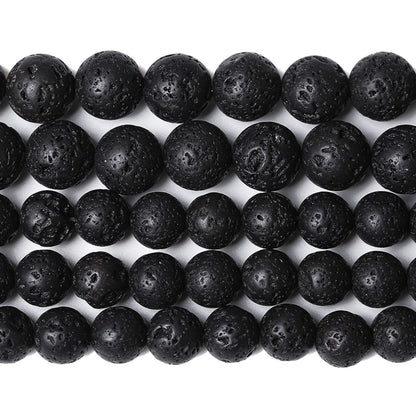 6mm 60pcs Natural Stone Black Volcanic Lava Chakra Spacer Loose Beads for Jewelry Making DIY Bracelet