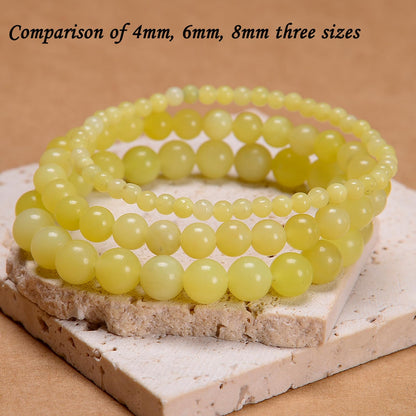 CHCCOYE 4mm Natural Healing Gemstone Bracelet Handmade Yoga Stretch Elastic Bracelet Stress Relief Crystal Jewelry for Men and Women (4mm,Lemon Jade)