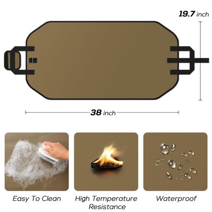 PAWBOSE Fireproof Fireplace Mat Hearth Rug and Firewood Carrier Firewood Bag, Great Gift for Cabin, Large Fire Wood Sling Carrier with Handles, Protect Floors Carpets from Sparks Embers-Tan
