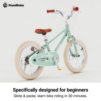 RoyalBaby EZ Kids Bike,16 Inch Convertible Balance to Pedal Bike for Boys & Girls,Beginner Bicycle for Ages 4-7 Years,Green