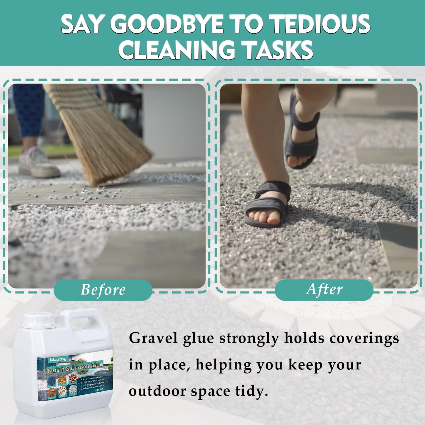 Rock Glue for Landscaping, Fast Drying Lockdown Sticky Rock Glue, Reliable and Non-Toxic Gravel Binder for Rocks, and Pea Gravel, Lasts up to 12-24 Months