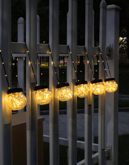 PARTPHONER Solar Lights Outdoor Waterproof 12-Pack, Solar Powered Hanging Lantern Cracked Glass Hanging Globes for Yard Decor Christmas Decoration, Shepherd Hook, Garden Tree Ornaments, Warm White