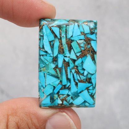 REAL-GEMS 35.3 Ct. Shiny Copper Turquoise Natural Emerald Cut Loose Gemstone For Jewelry