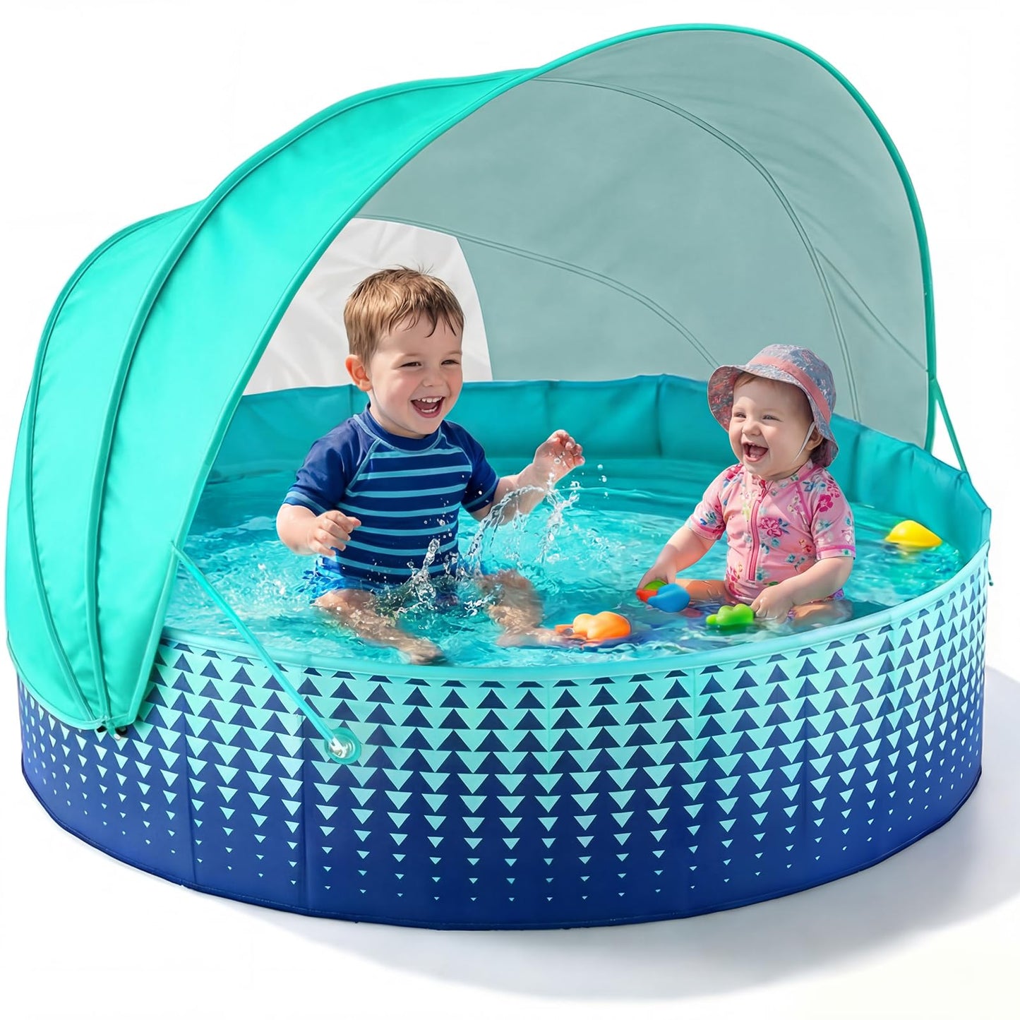 Jasonwell Kiddie Baby Pool with Canopy - Foldable Infant Toddler Kids Pool with Shade Baby Beach Essentials Tent Swimming Wading Pools for Toddlers 1-3 + Kids Dogs Ball Pit Backyard Water Play G, 40"
