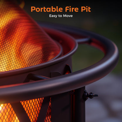 BALI OUTDOORS Outdoor Fire Pit for Wood, Portable Fire Pits for Outside Wood Burning, Patio Firepits for Outside with Grill, Spark Screens