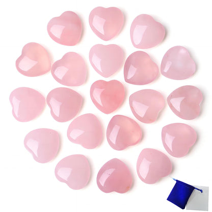 NUKAYAI 20PCS Rose Quartz Crystals Pink Trinkets Hearts Worry Stones Polished Healing Crystal Natural Cute Pocket Tiny Love Set Reiki Balancing Meditation Mothers Day Bulk Gifts for Women
