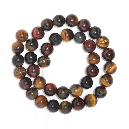 60pcs 6mm Natural Stone Beads Tricolor Tiger Eye Beads Energy Crystal Healing Power Gemstone for Jewelry Making, DIY Bracelet Necklace