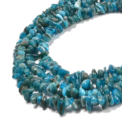 HAAMIIQII 5-8mm Natural Blue Apatite Chips Irregular Genuine Real Freeform Chip Loose Gemstone Beads Energy Healing Beads for Jewelry Making Strand 30 Inch