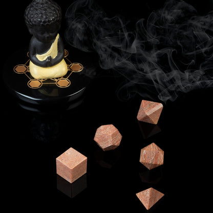 Crocon Chocolate Jasper 5Pcs Platonic Solids Crystal Geometry Set, Platonic Solids Sacred Geometric Stones for Meditation Reiki Balancing Healing Chakra Stone Cleansing Spiritual Good Luck (1520 mm)