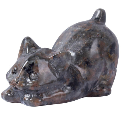 QLRSUXN 2 Inch Yooperlite Cat Crystal Figurines, Cute Kitten Statues for Kitten Lovers and Collectibles, Cat Decor Fingurines for Home Desk Office, Carved Healing Crystal Reiki Animal Gifts for Women