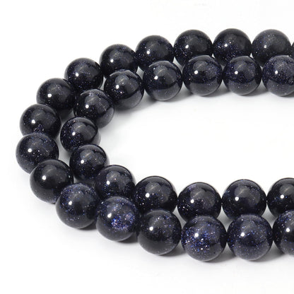 Siomia 45pcs 8mm Natural Blue Sandstone Gemstone Beads Energy Healing Crystal Round Loose Stone Beads for Jewelry Making, DIY Bracelets Necklaces
