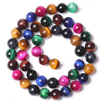 60pcs 6mm AAA Natural Colorful Tiger Eye Stone Beads Gemstone Round Spacer Loose Beads for Jewelry Making DIY Bracelet Necklace