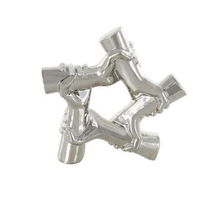 Deco 79 Ceramic Hands Decorative Sculpture Gripping Home Decor Statue, Accent Figurine 13" x 4" x 13", Silver