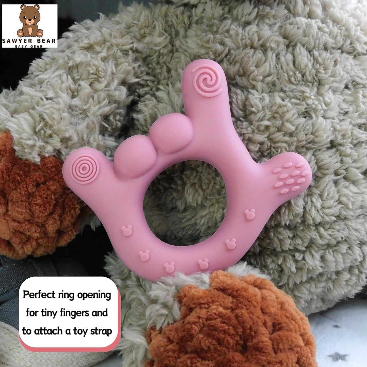 Set of 2 I Love You Silicone Hand Teether, Teethers for Babies 3-6 Months, Soft Teething Toys 6-12 Months bpa Free, Massaging Teething Relief