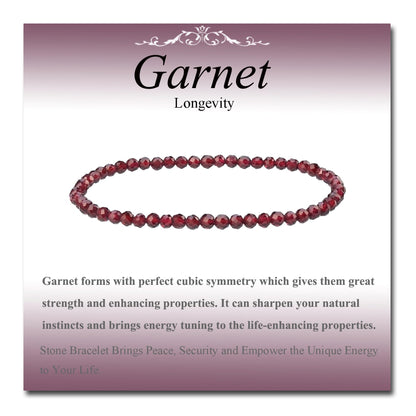MASSIVE BEADS Natural Genuine Gemstone Beads Healing Crystal Chakra Reiki Jewelry Faceted Round Beads Bracelets (Garnet, 3mm)