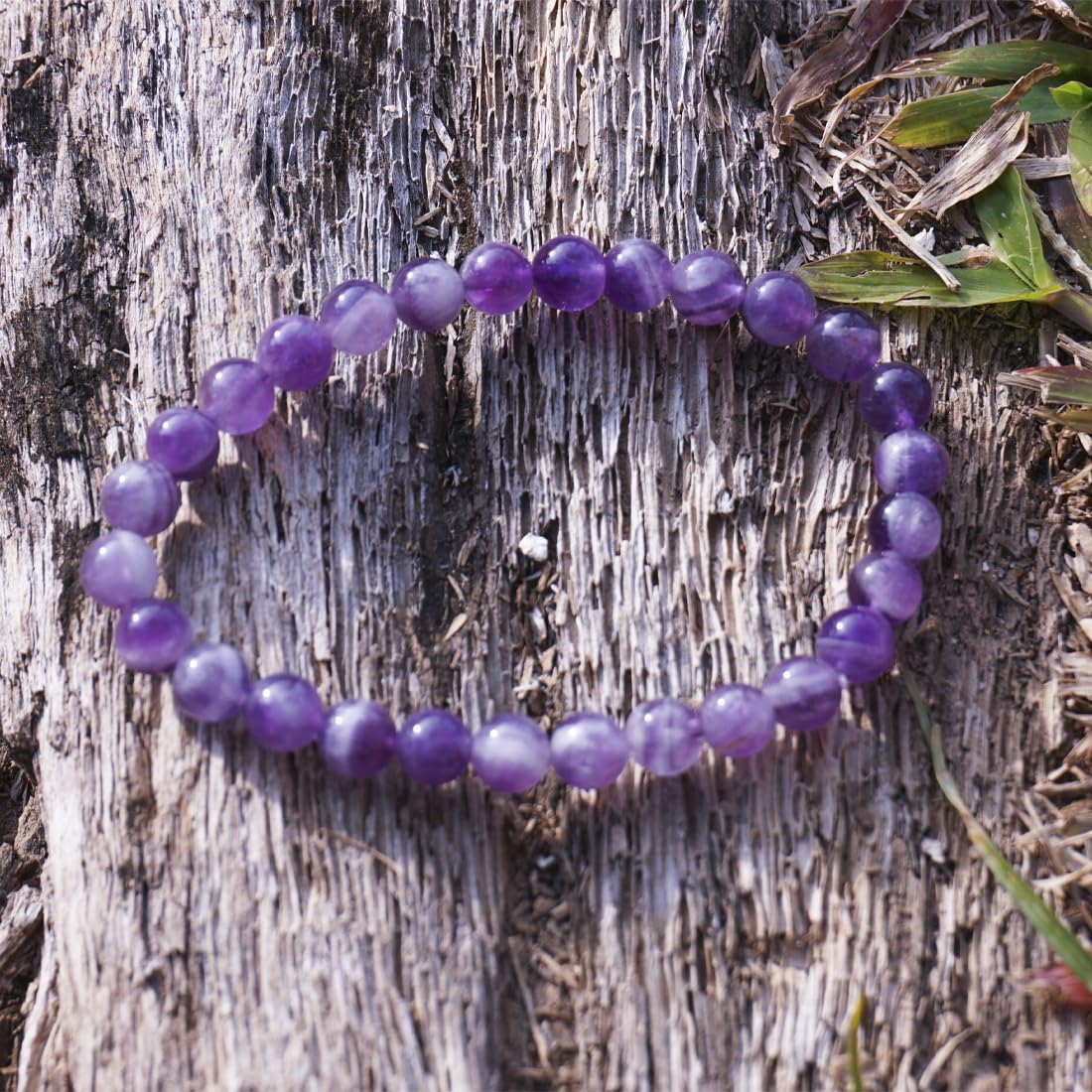 6mm Dream Amethyst Bracelet | Ethereal Crown Chakra Purple Crystal with White Inclusions - Handmade Meditation Spiritual Jewelry for Peace & Intuition | Beading Tool Kit - Fits for 6-7" Small Wrist