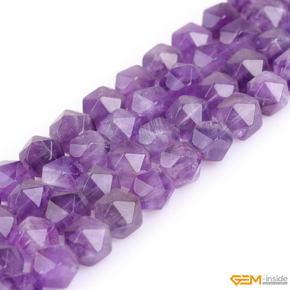 GEM-Inside Natural 8mm Amethyst Gemstone Loose Beads Light Purple Square Faceted Agate Beads Cambay Crystal Energy Stone Power for Jewelry Making 15"