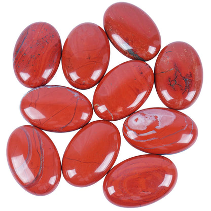 Loveliome Natural Red Jasper Oval Polished Worry Stones, Healing Crystal Indoor Fountain Stones Massage Energy Anxiety Relief Items