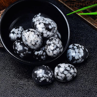 Erliway Snowflake Obsidian Healing Crystal Stones, 1.25-2.0" Large Reiki Healing Gemstones Natural Tumbled Polished Stones for Energy Witchcraft Therapy Meditation