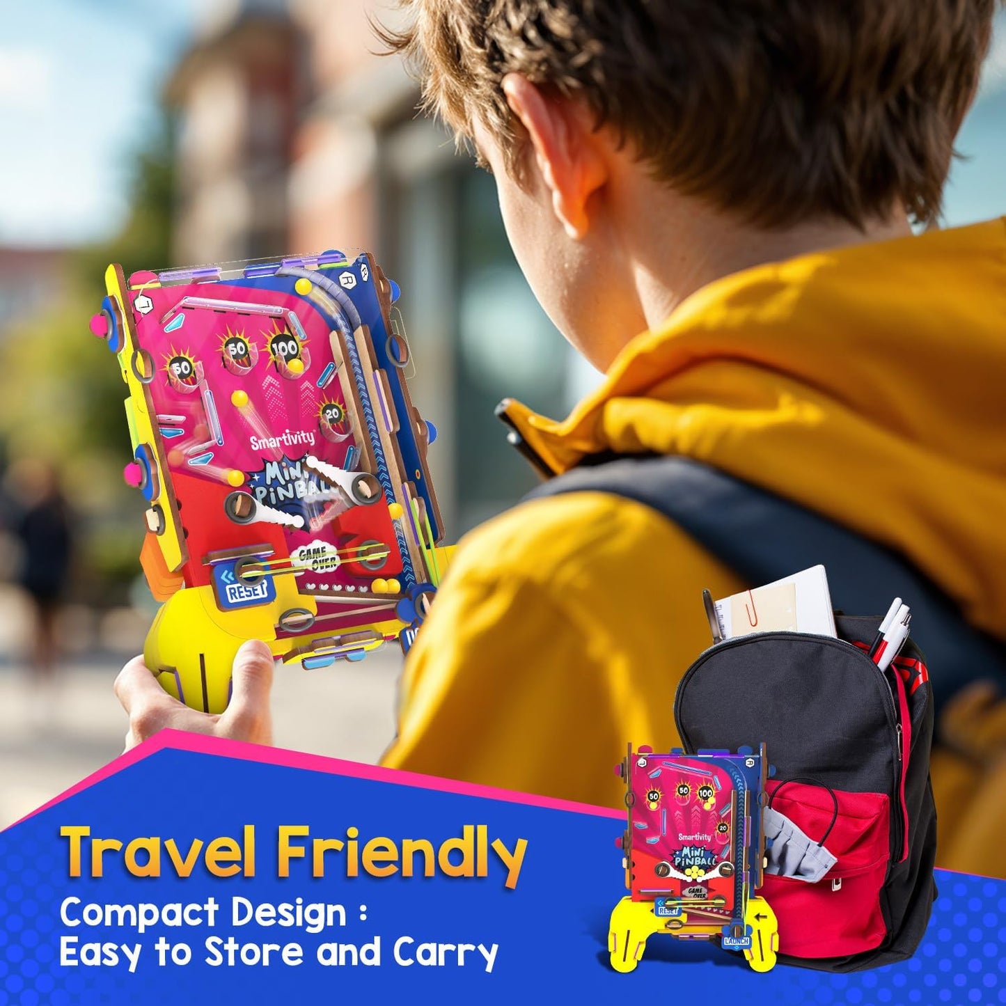 Smartivity Mini Pinball for Kids Ages 6 to 12 Years | Build Your Own - Hand Held Pinball I Birthday Gift for Smart Kids | DIY STEM Toy for Boys & Girls 6,7,8,9,10,11,12 Years Old