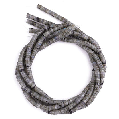 BEADIA Natural Spectrolite Spacer Beads Caps Loose Semi Gemstone for Beading Jewelry Making 6mmx3mm 38cm