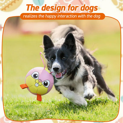 QDAN Rabbit Dog Toys, Dog Soccer Ball with Straps, Dog Water Toy, Waterproof Rubber Dog Toy Ball for Medium Small Dogs, Outdoor Inddor Doy Pet Puppy Toys (6 Inch)