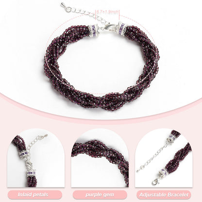 Oilcnik Purple Healing Crystal Charm Bracelet – Trendy Adjustable 7–10″ Dainty Jewelry, Perfect Friendship Bracelet & thoughtful gifts for women.