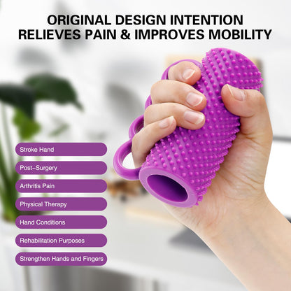 Hand Therapy Grip Strengthener with 4-Finger Loops – Acupressure Hand Exercise Ball for Arthritis, Carpal Tunnel, Stroke Recovery and Wrist Pain Relief – Physical Therapy Squeeze Ball for Hand Strength & Stress Relief