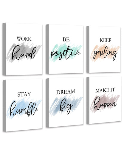 𝗗𝗿𝘀𝗼𝘂𝗺 Motivational Wall Decor Inspirational Office Wall Art Quotes Wall Art for Living Room Encouraging Canvas Posters for Office Bedroom Sayings for Wall Decor - 8” x10” x6 PCS (𝗙𝗿𝗮𝗺𝗲𝗱)
