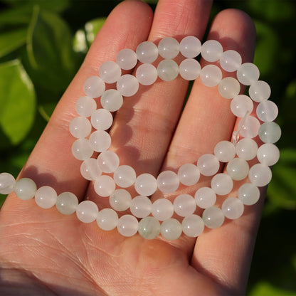 6mm Natural Stone Beads 65pcs White Jade Jasper Polished Round Smooth Crystal Loose Gemstone Beads for Jewelry Making DIY Bracelet Necklace Earring Crafts Supplies