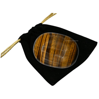 Amazing Gemstone Tiger Eye Crystals and Healing Stones - Large Palm Stone Crystals Piedra - Crystal for Good Luck, Balanced Positive Energy, Meditation - Unique Stocking Stuffers Gifts for Women, Men