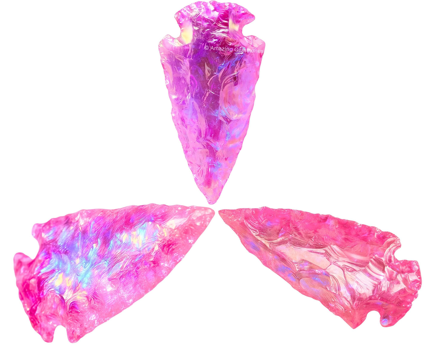 Amazing Gemstone Angel Aura Rose Quartz Arrowhead, Crystal and Healing Stone Flint Rock Arrow Head - 1 to 1.5 Arrowheads for DIY Project Craft Point Jewelry Making
