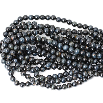 CHEAVIAN 45PCS 8mm Natural Blue Tiger Eye Gemstone Round Loose Beads for Jewelry Making DIY Findings 1 Strand 15"