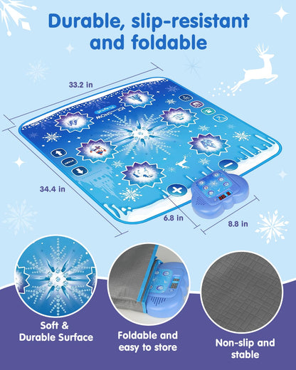 Humzo Frozen Toys Dance Mat for Girls – Bluetooth Light-Up Musical Floor Mat with 4 New Game Modes, Adjustable Volume, 2025 New Gift for Girls Ages 3-12 Birthday & Christmas