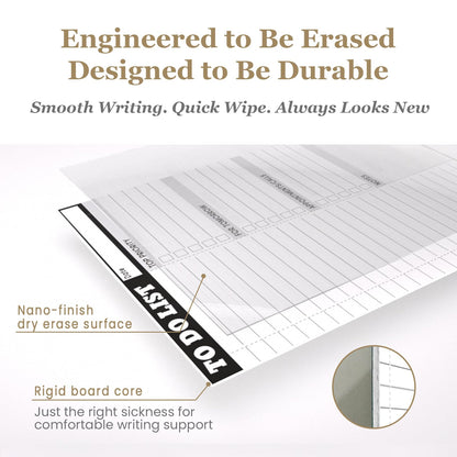Dry Erase Desk Planning Board - Reusable Desktop Daily Planning Board, Work to-do List - 11"x8.5" Tabletop Dry Erase Board with Stand - Marker Included