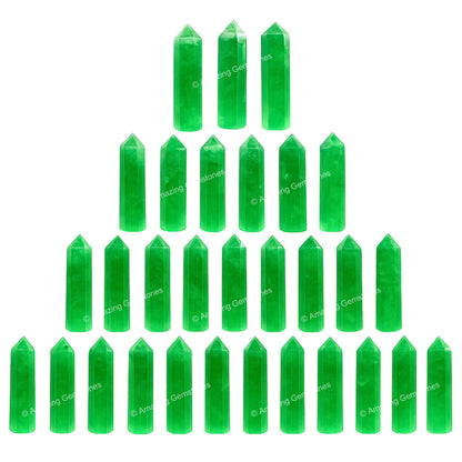 Amazing Gemstone Green Fluorite Crystal Points Bulk Healing Crystals - Pack of 3 Single Terminated Healing Wand Point Bulk Crystals for Crafts, Crystal Grid, DIY Work - - Beginners Gift