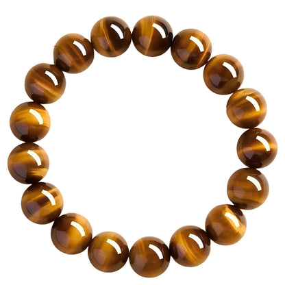 Rosolaratop Natural Tiger Eye Stone Bracelet, 8-12mm Healing Energy Gemstone Beads, Elastic Stretch Design for Yoga and Meditation (8MM)