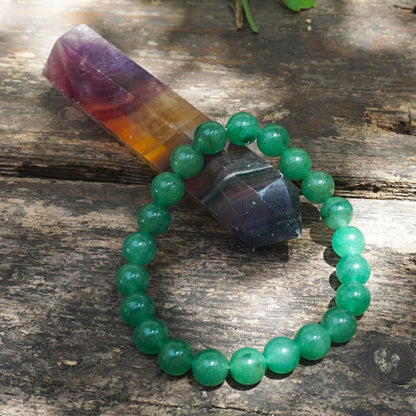 8mm Green Aventurine Bracelet for Women Men | Natural Luck Prosperity Stone Beads - Handmade Heart Chakra Crystal Jewelry for Abundance Meditation | Beading Tool Kit - Fits for 7-8" Large Wrist