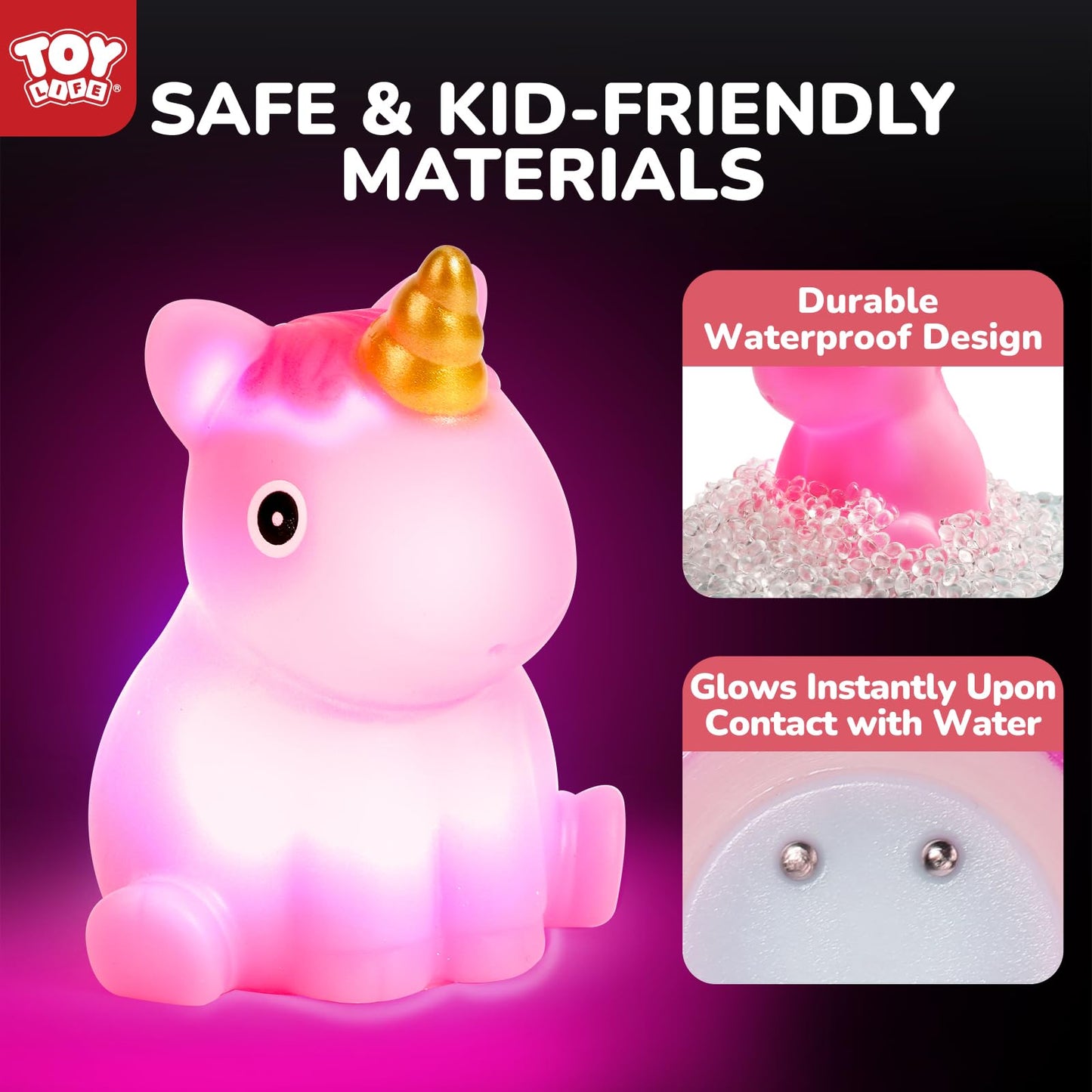 TOY Life 6 PCS Mermaid Light Up Bath Toys for Kids Ages 4-8, No Hole Glow Bath Toys for Kids, Baby Toddler Bath-Time, Bathtub Toys Gifts for Kids Girls Boys, Ideal for Shower, Bathtub, Pool