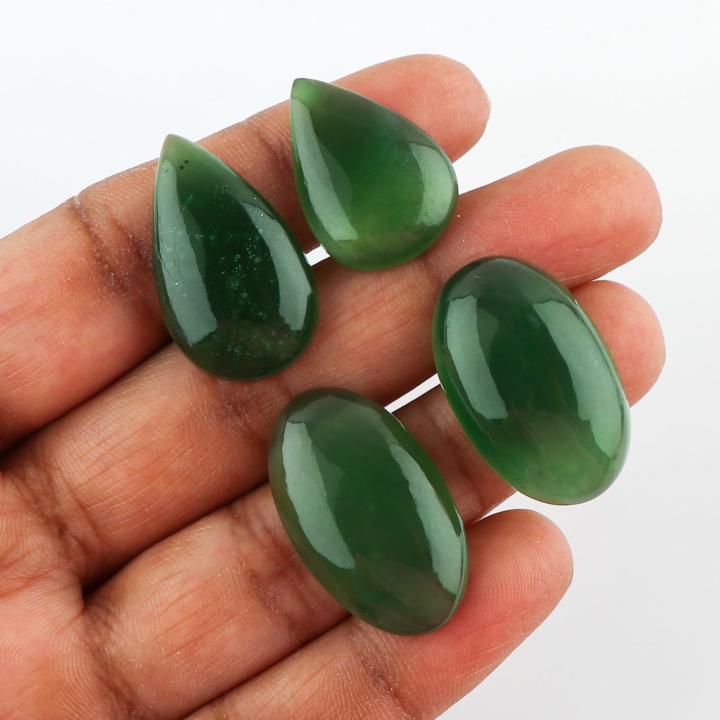 CRYSTALINES 4pcs, Wholesale Natural Serpentine Gemstones, Chakra Healing Crystals, Bulk Flatback Cabochon Stone, Polished Loose Supplies for Jewelry Making, Wire Wrapping, Gem Collection