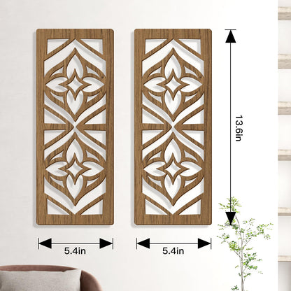 Zzbakress 2 Pcs Mid Century Modern Wall Decor Wooden Abstract Geometric Art for Home Living Room Bedroom (Style X)