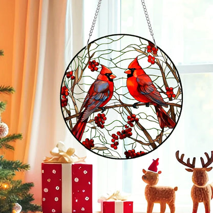 Qihangfu 8" Cardinal Window Decorations– Acrylic Hanging Ornament for Door & Window, Decorative Accent for Yard & Courtyard, Holiday & Everyday Gift