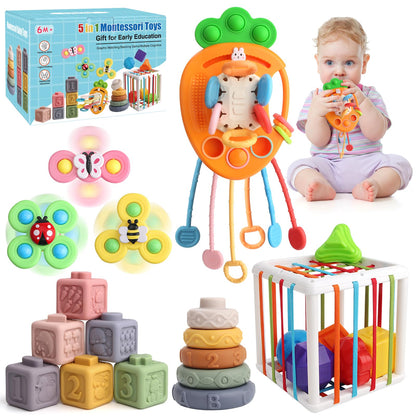 Vinlon Montessori Toy Set for Toddler Aged 6+ Month -Sensory Fine Motor Skill Learning Toys for Baby Boys Girls. Easter Basket Stuffers Valentine's Day Gift for 1 2 Years Old