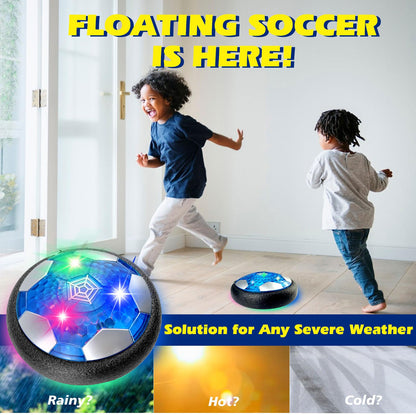 Foneso Hover Soccer Ball Toys for Boys Age 3-12, LED Light Up Air Floating Soccer Ball, Indoor Outdoor Active Play Toy, Birthday for Kids Toddlers Teens (2 in 1 Set)