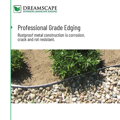 Dreamscape E-Z Edge Aluminum Landscape Edging - 4 Strips, 6ft Each (24ft Total), Black Painted - Professional Quality Landscaping Border, Metal Divider for Lawn, Garden, Flowerbed